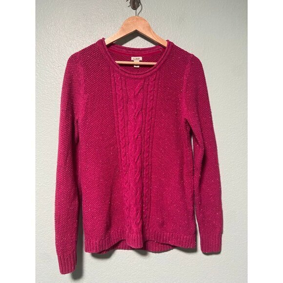 LL Bean Women's Pink Textured Thick‎ Sweater Size Medium - Picture 1 of 8